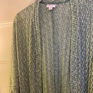 LulaRoe green/white Tracy cardigan size medium